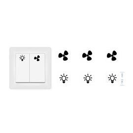 Switch Sticker Set with 3 x Fan and 3 x Light Symbol Stickers (RP16/1) (14 mm)