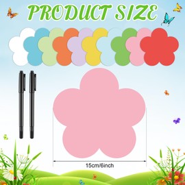 Moinchore 100 Pcs 6'' Large Paper Flower Cutouts with 2 Pcs Marker Pens Assorted Color Floral Cutouts Spring Bulletin Board Decoration for Classroom Craft Projects Party Supplies