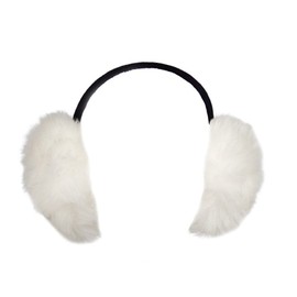 Millton Womens Faux Rabbit Fur Earmuffs Foldable Winter Outdoor Ear Warmers Girls Earmuffs (White)