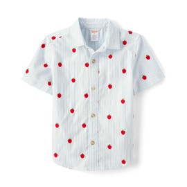 Gymboree,and Toddler Short Sleeve Button Up Shirts,White Apples,8