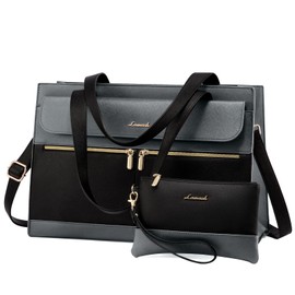 LOVEVOOK Laptop Bag for Women 15.6 Inch Laptop Tote Work Bag Professional Leather Computer Briefcase Waterproof Handbag Shoulder Bag Large Capacity Business Teacher Office Bag Crossbody Purse