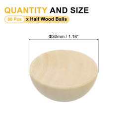 sourcing map 80Pcs Half Wood Balls, 30mm/1.2inch Natural Color Wooden Split Balls Bulk Unfinished Half Sphere Ornaments for Crafts DIY Projects Party Decoration