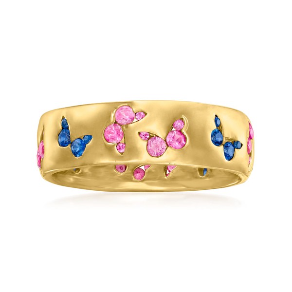 Ross-Simons 1.00 ct. t.w. Pink and Blue Sapphire Butterfly Ring