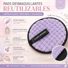 Pads Desmaquillantes Reutilizables, Toallas Faciales Desmaquillante Lavables, Set 4 pcs - Esponjas Faciales Limpieza Facial Ultra Suave - Pads de Algo