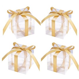 KUPOO 50pcs Clear Favor Boxes, 2 x 2 x 2 inches Plastic Small Gift Boxes Transparent Cube Treat Boxes for Wedding,Party