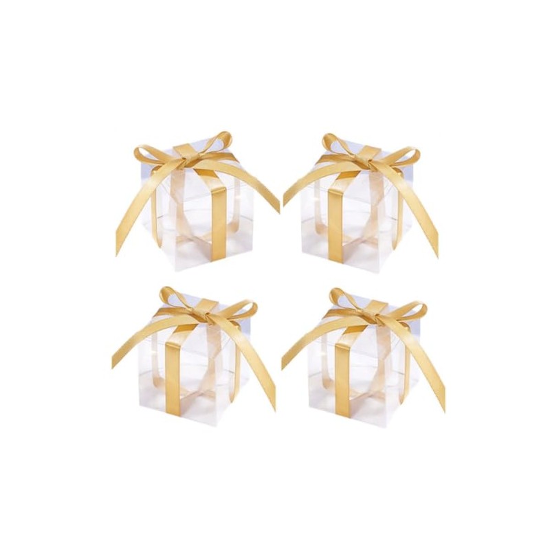 KUPOO 50pcs Clear Favor Boxes, 2 x 2 x 2