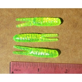 ALL AMERICAN 25ct CHARTREUSE SILVER FLAKE 1.5" SPLIT TAIL BEETLES Crappie Baits Panfish Lures