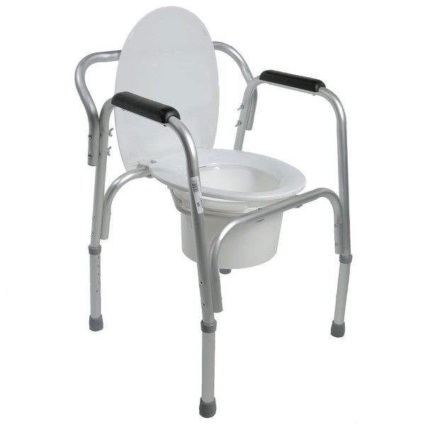 Lightweight Bedside Commode with Pail and Removable Backrest