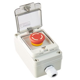 QL-LINRUN Emergency Stop Button with Box e-Stop Box Emergency Stop Switch with Estop Button with Plastic Box e-Stop Button Box Emergency Stop Push Button Switch Push Button Station Box