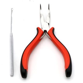 Hair Extension Curved Tool for Hair Removal Kit with Crochet Hook Needle Micro Links Silicone Rings Beads Plier