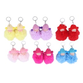 12 Pcs Sleeping Baby Pendant Key Ring Plush Fluffy Cute Emulational Doll for Handbag Purse NO.892-15