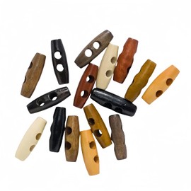 5 pcs Olives Buttons - 2 Hole Wood Toggle Sewing Craft DIY Accessory for Clothing Coat Jacket Blazer Bag