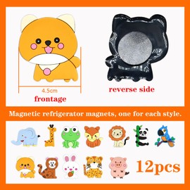 Zamety Children's Fridge Magnets, Set of 12, Beautiful Magnetic Animals, Educational Toy for Animal Magnets, Gift for Early Childhood Education, Fridge Magnets, Suitable for Children from 1 Year