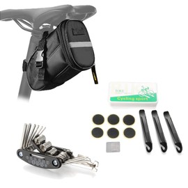 Twilight Garage Bike Saddle Bag with Repair Tool Kits, 16-in-1 Multi-Function Bicycle Tool Kits Waterproof Bicycle Tail Bag Rear Bag for Cycling Mountain Road Bikes