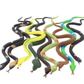 Yeonha Toys 9 Pc Realistic Rubber Snake Set, Waterproof Super Stretchy TPR Snake Figures, Bird & Bat Repellent Toy for Bathroom, Garden, Rainforest, Soft Touch