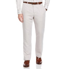 Perry Ellis Men's Essentials Modern Fit Solid Twill Dress Pant, Natural Linen, 34x34