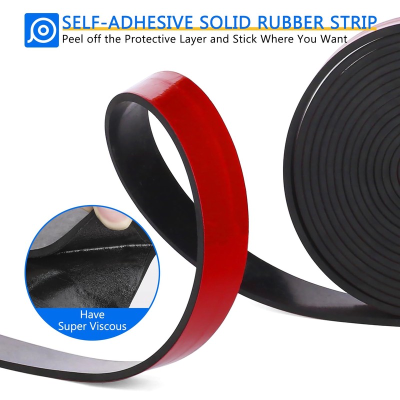 WochiTV Adhesive Solid Rubber Strips, 4" Wide x 1/8" Thick