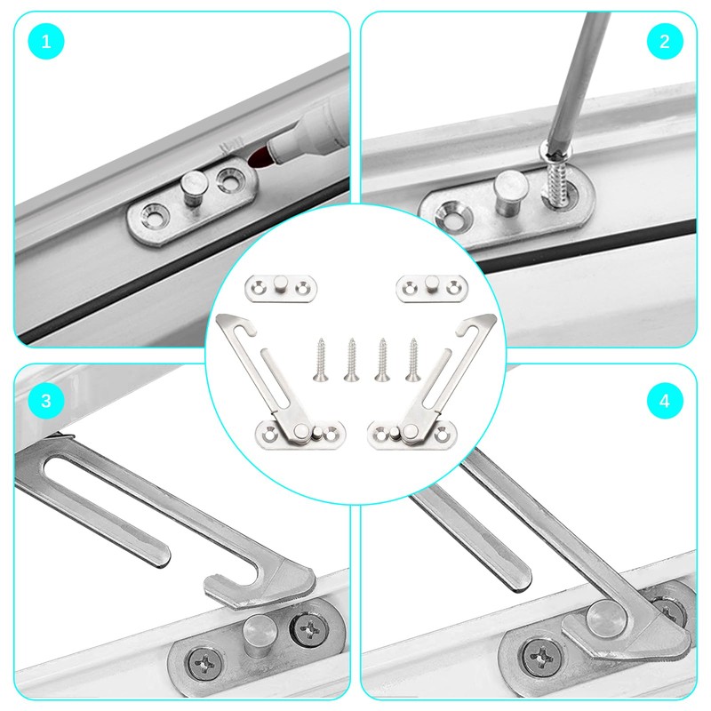 4 Pcs Window Limiter, Casement Stopper Window Limiter Stainless Steel