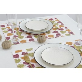 PurpleEssences Maple Leaves Fall Placemats Set of 4, 13x19-In Autumn Fall Table Placemats, Washable Cloth Table Mats, Thanksgiving Placemats for Party Dining Decor, Autumn Leaves