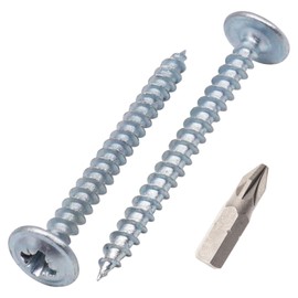 SKIR'CO (Pack of 100) Galvanised Steel 3.5 x 35mm Wood Screws Metal Screws Wafer Head Pozi Self Tapping