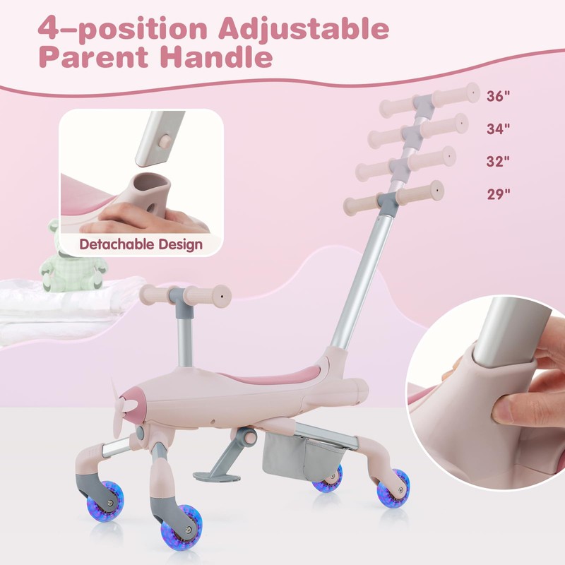 Costzon Push Car for Toddlers, 2 in 1 Stroller Sliding