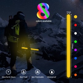 YOFOBU 12 PCS 14 Inch Industry Grade Glow Sticks Bulk Emergency Jumbo Light Sticks Glow in the Dark Bright Large Glow Sticks for Camping,Hiking,Hurricane, Earthquake, Survival Kit Accessories (Yellow)