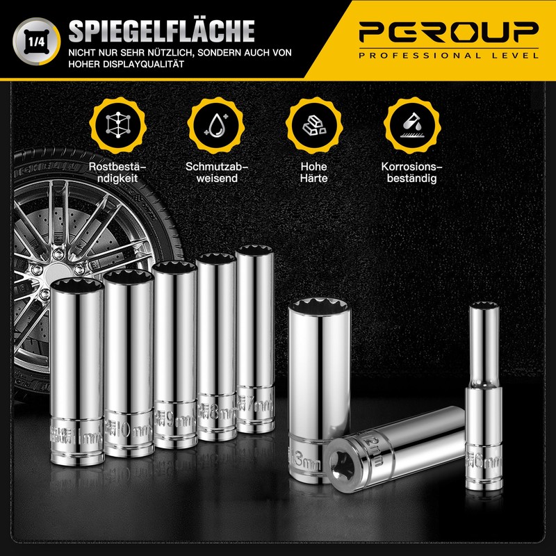 PGROUP Long 12-Point 12-Point Multi-Tooth Socket Spanner Spanner Socket 1/4