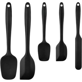 U Chef Juego de 5 Espátulas de Silicona de Cocina y para Hornear, Utensilios de Cocina para Cocinar y Mezclar, Resistentes al calor y Antiadherentes con Núcleo de Acero Inoxidable (Negro)
