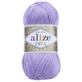 Alize Diva Silk Effect 100% Microfiber Acrylic Yarn 1 Ball skeins 100gr 383yds Color (158 - Lavander)