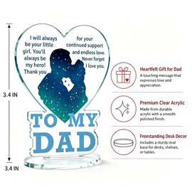 Father's Day Christmas Best Dad Ever Gifts From Daughter Son, Father's Day Christmas Birthday Gifts for Step Bonus Dad Father Daddy Papa Pop Old Man, Acrylic Desk Decor Sign, I Will