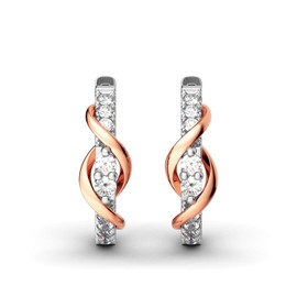 Jeulia 925 Sterling Silver Small Hoop Earrings White Gold Plated Round Diamond Endless Hoop Earrings hypoallergenic Earrings for Women Valentine Birthday Festival Gift