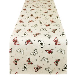 Lashuma Tablecloth Beige with Butterfly Motif, Tablecloth Outdoor and Indoor Table Runner 150 x 45 cm