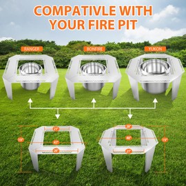Uniflasy Fire Pit Surround Table for Solo Stove Yukon– Adjustable 41"/48" Stainless Steel Tabletop with Safety Barrier, Fits Yukon, Bonfire, Ranger, Tiki, Outdoor Table for Smokeless Fire Pit