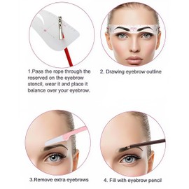 Augenbrauen Schablonen Set 12 Paare mit Halterung – Wiederverwendbare Formen zum Brauenstyling – Für Anfängerinnen geeignet – Rosa Kunststoffhalter für präzise Konturen und Symmetrie