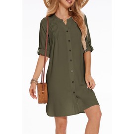 Women's Beach Dress Bikini Cover Up V-Neck Beach Poncho Summer Swimwear Beach Cover Up Shirt, Army Green