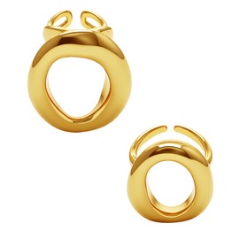Hollow Oval Shaped Ring for Women Chunky Gold Statement Rings Stainless Steel Irregular Thick Geometric Ring