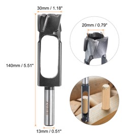 sourcing map Wood Tenon Dowel Plug Cutter 20mm Metric Tenon Dowel Cutting Tools Drill Bit High Speed Steel Wood Plug Dowel Cutter with Round Shank for Woodworking Furniture Making