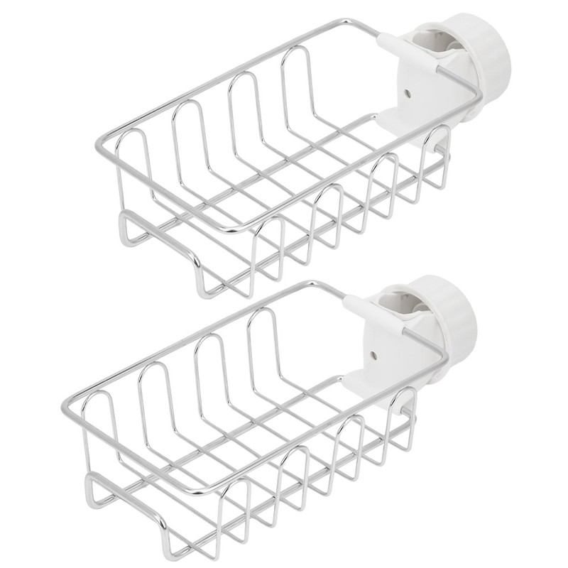 2Pcs Faucet Storage Rack Stainless Steel Sink Caddy Organizer Soap