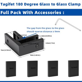 4pcs Black 90 Degree Glass Clamp for 8-13.5mm Glass, 304 Stainless Steel Glass Railing Clamp Connect Glass for Balustrade, Pool Fence, Deck, Balcony, Stair, Railing
