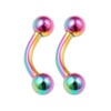 6pc Curved J-Curve Barbell 16g 1.2mm Rainbow Vertical Labret Bar