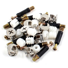 BokWin 10 Set 40mm Cam Lock Screws for Furniture,3 in 1 Cam Lock Fasteners,Cam Fitting with Dowel and Pre-Inserted Nut for Cabinet Drawer Connecting