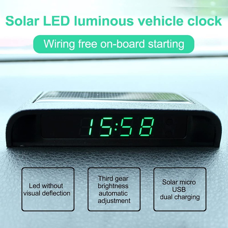 JIANWEI Car Solar Powered LCD Clock, Car Solar Powered LCD