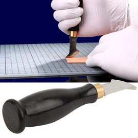 Fydun Leathercraft Edge Creaser Sandalwood Wooden Handle Fan Shaped Edge Roll Handmade Leather Rolling Press DIY Tool (2 mm)