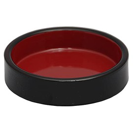 Fukui Craft Ohitsu Musashino Rice Dish, Made in Japan, Black Brush Inner Vermilion Coating (Medium Core), Diameter 4.6 inches (118 mm)