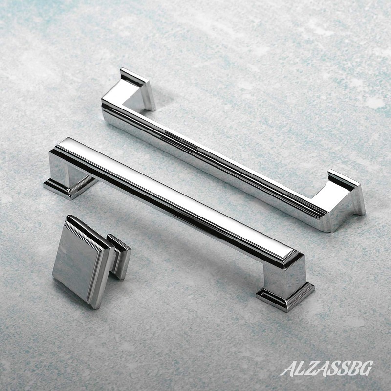 Alzassbg 10 Pack Polished Chrome Cabinet Pulls, 3 Inch(76mm) Hole