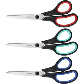 Sharp 3-Pack 8" Heavy Duty Scissors with Ultra Sharp Blades and Comfort Grip Handles
