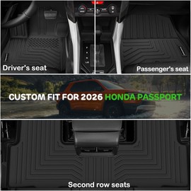 Floor Mats for 2026 Honda Passport RTL/TrailSport All Weather Floor Liners TPE Rubber Fit for Honda Passport 2026 Anti-Slip Full Set Automobile Mats Accessories