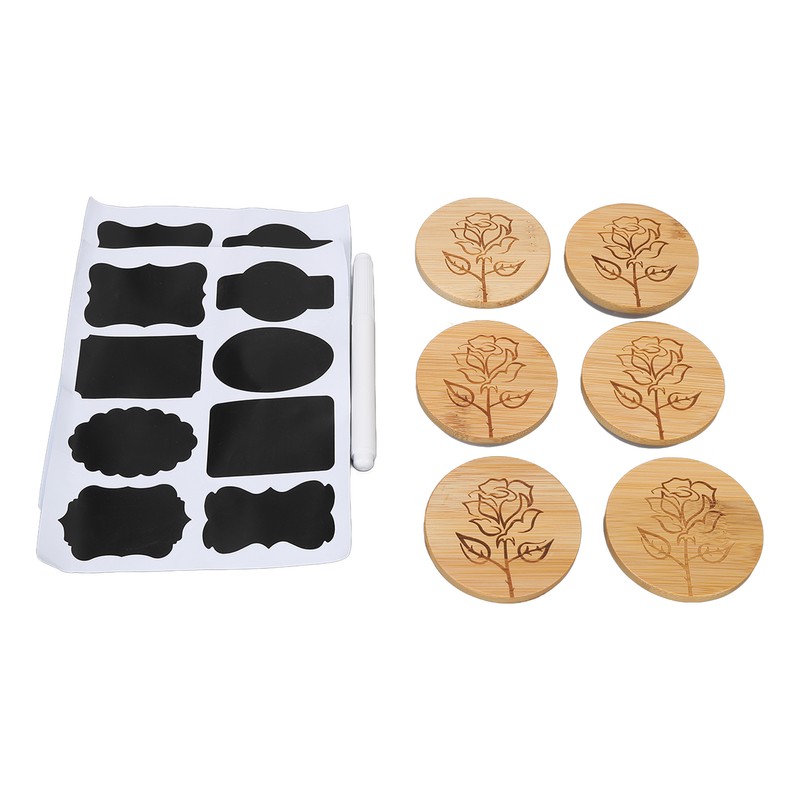 6Pcs Jar Wood Lid Set Easy to Clean Storage Jar