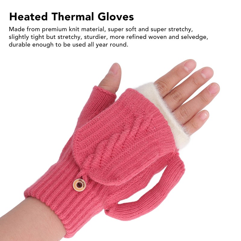 2 PCS USB Heated Gloves Double Sided Heating Knitted Gloves