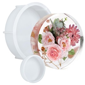 KISREL Large Round Resin Molds, Epoxy Resin Deep Round Casting Mold,Large Silicone Molds for Flower Preservation, Deep Pour Mold for Furniture Decoration, DIY Wedding Bouquets, Valentine's Day Gifts